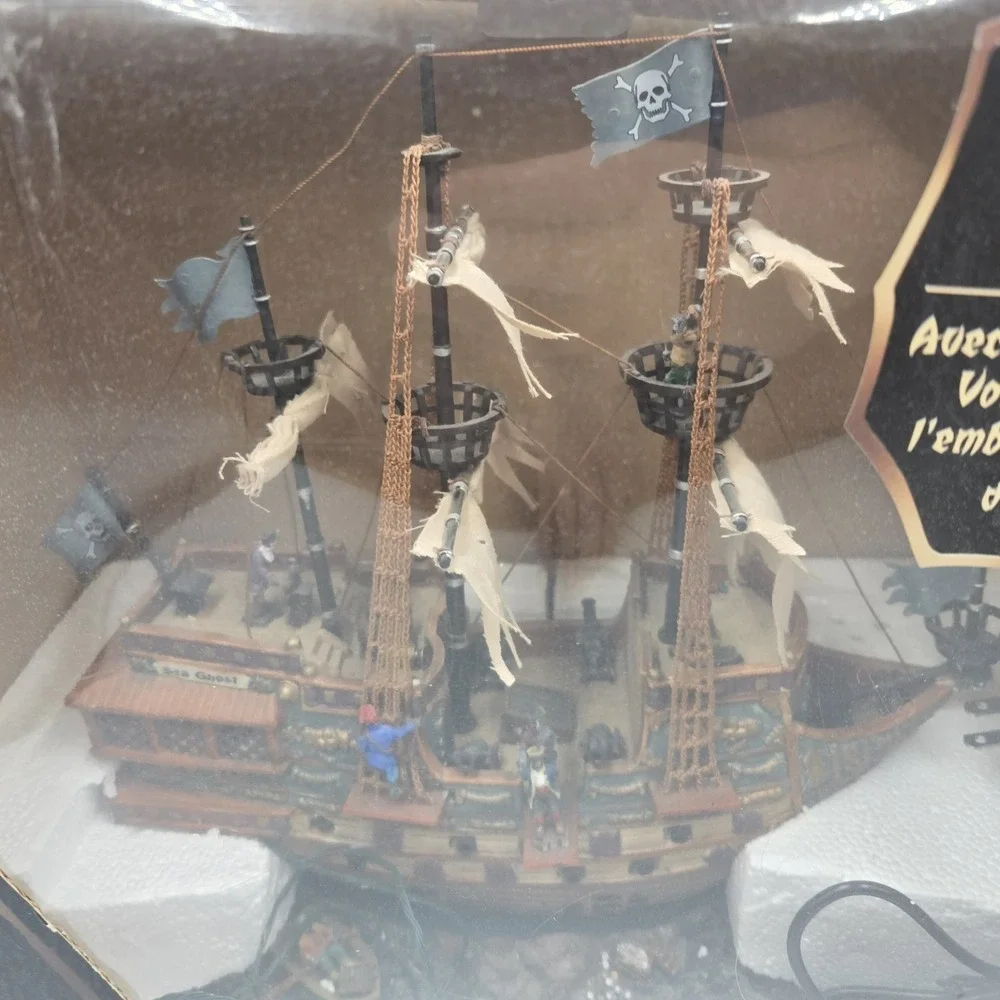 Vtg Lemax Spooky Town Lighted GHOST GALLEON Ship Halloween Village Rare Working